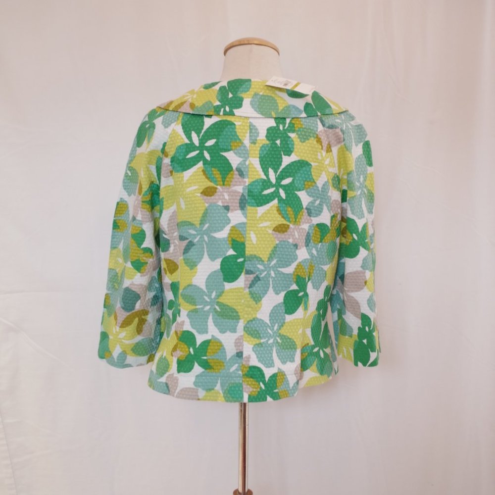 Josephine "Go Green" Textured Cotton Print Crop Sleeve Jacket NEW- Sz. 14P - Picture 6 of 6
